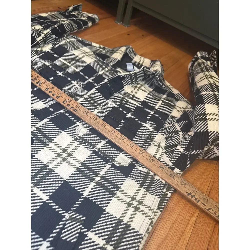 NEW H&M Oversized Flannel Overshirt Womens Sz Small Plaid Shacket Button Front